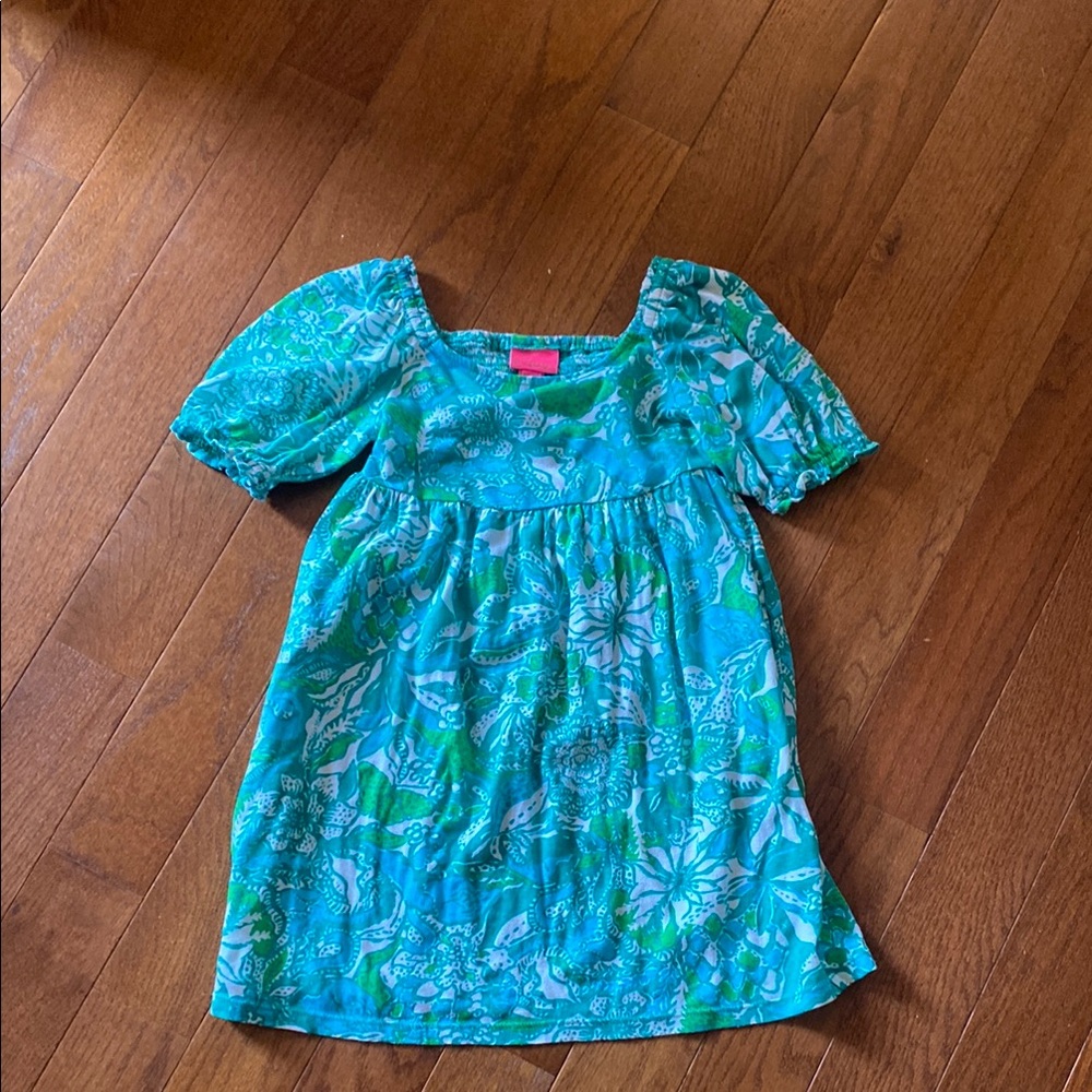 Lilly Pulitzer Kids Dress in Blue and Green Floral